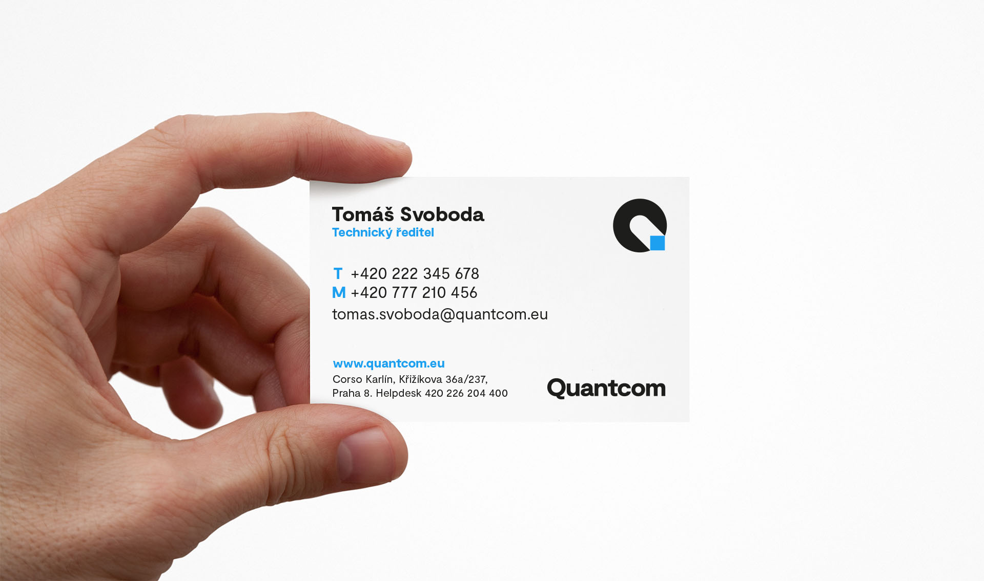 Mockup of Quantcom business card