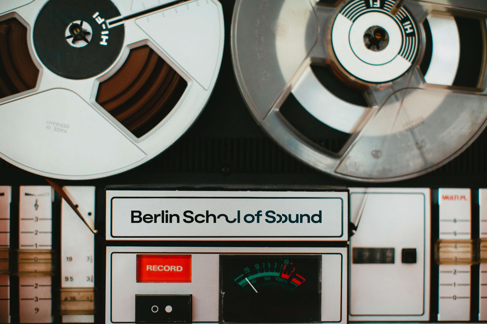 Berlin School of Sound mockup vintage tape recorder